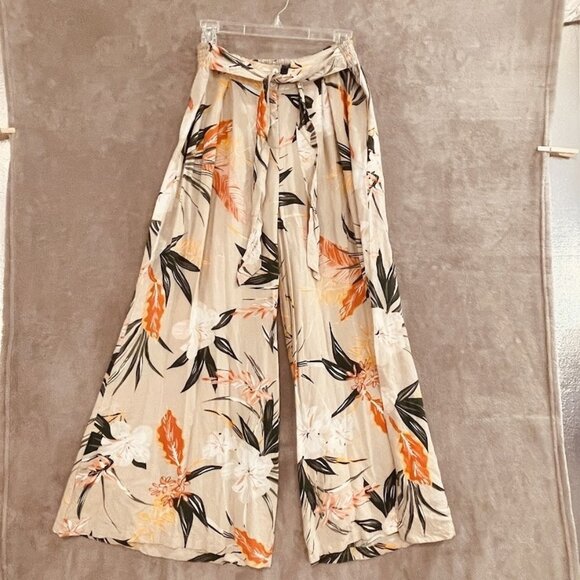 Patrons of Peace Pants Womens Large Floral Wide Leg Pleated Boho Pockets Rayon - Picture 1 of 16